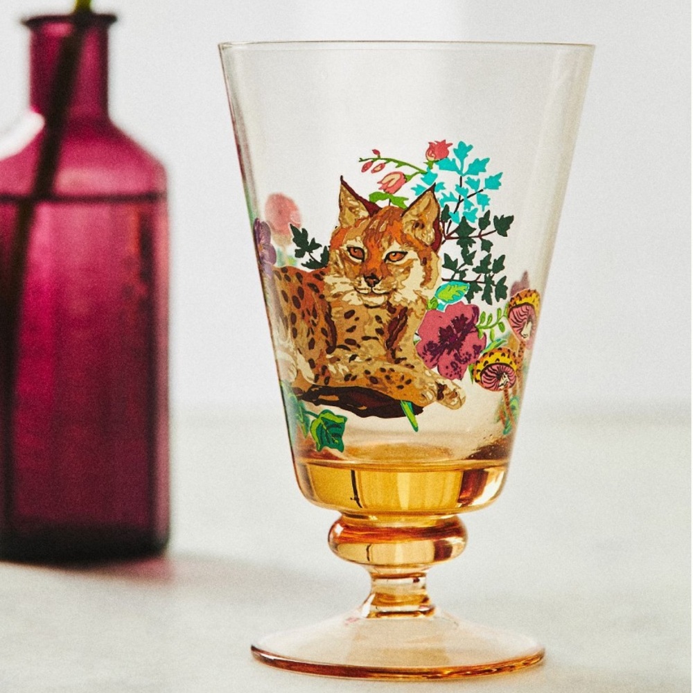 Nathalie Lete Marais peach Fox glass Goblet